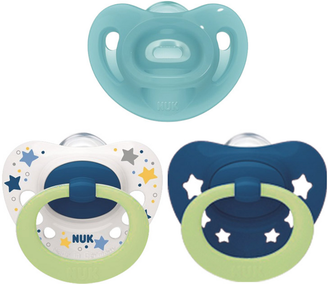 누크 쪽쪽이 체험팩 S2(6~18개월) 올실리콘+야광 [센서티브 1개 + 시그니처 야광 2개], 1세트, 블루+스페이스블루, S2 (6~18개월)