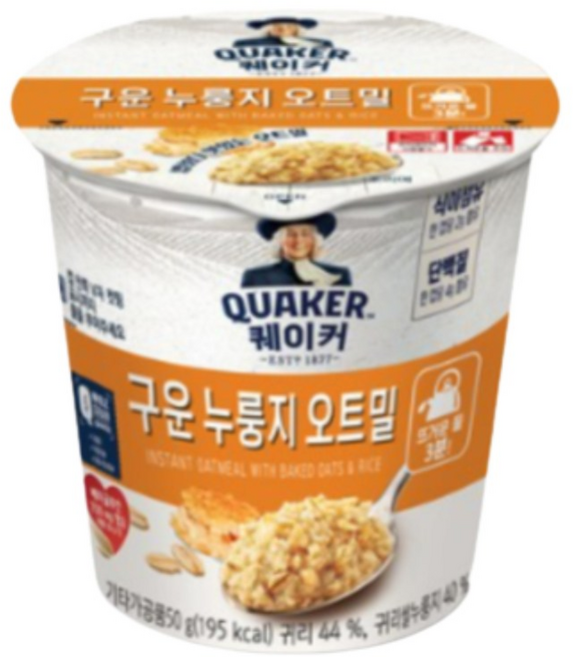 퀘이커 구운 누룽지 오트밀 시리얼컵, 50g, 23개