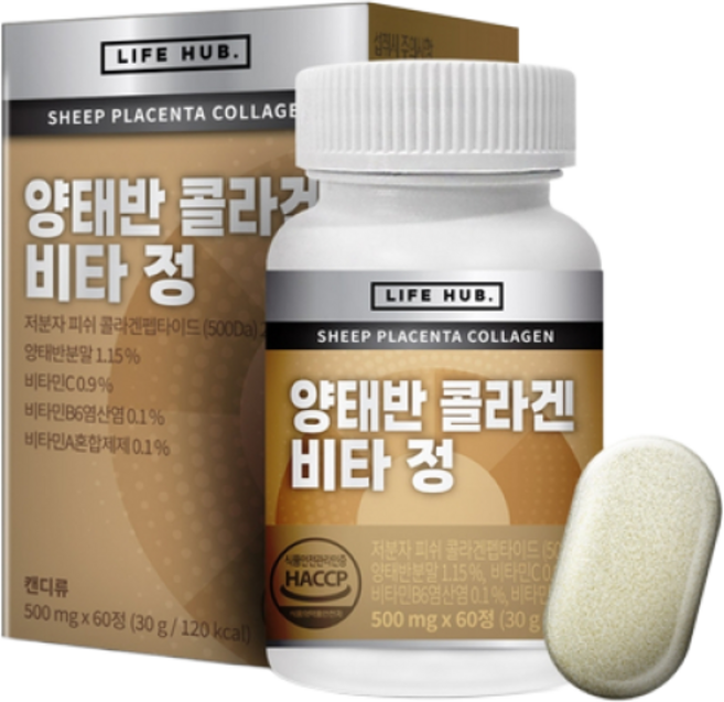 라이프허브 양태반 콜라겐 비타정 500mg 60정, 1개