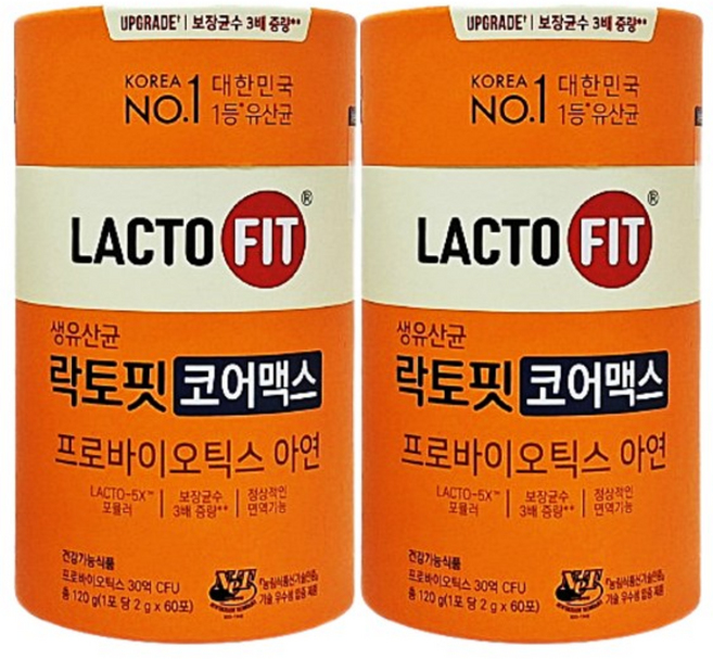 락토핏 종근당건강 생유산균 코어맥스, 120g, 2박스