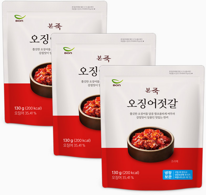[본죽] 오징어젓갈 130g 1+1+1팩 반찬, 3개