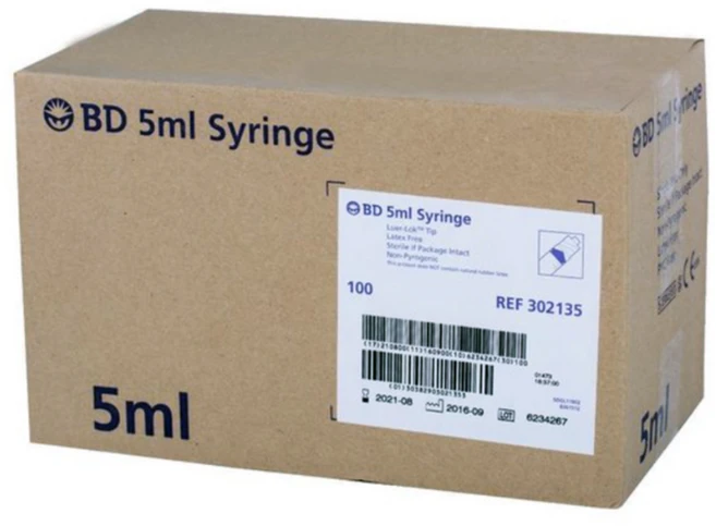 BD 락주사기 5ml Luer-Lok Tip Syringe 루어락 주사기 5cc BD 302135, 1개 - 쿠팡