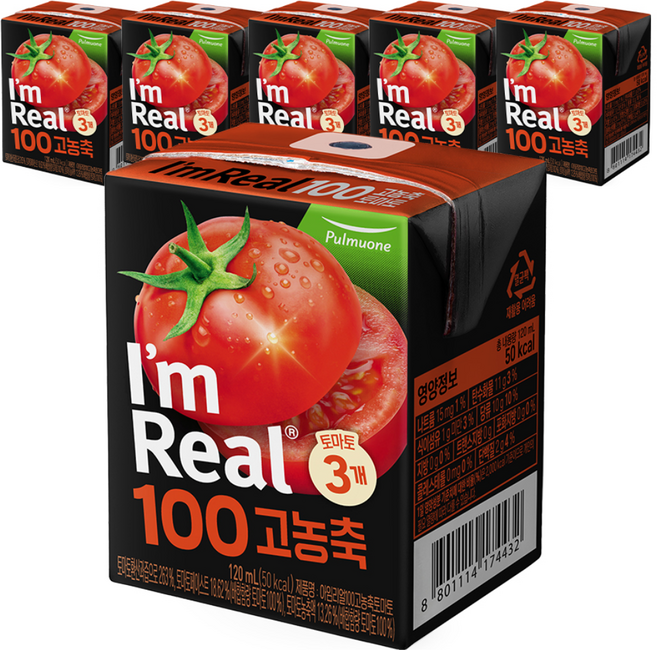 아임리얼 100 고농축 토마토 주스, 120ml, 6개