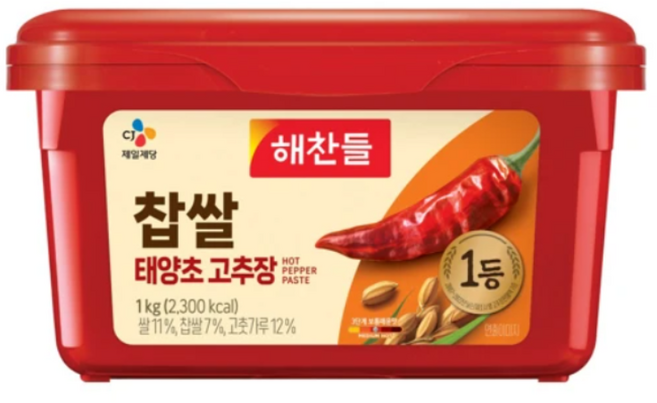해찬들 찹쌀 태양초 고추장, 1kg, 8개