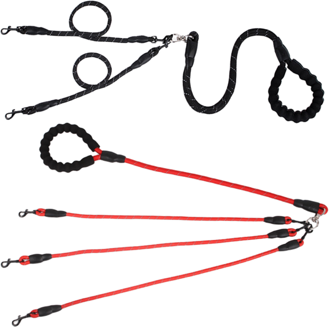 도그웨그 강아지 다견 로프 리드줄 두마리 산책 애견 목줄 소형견 중형견, 1번 소형견(~10kg), 2in1, 빨강, 1개