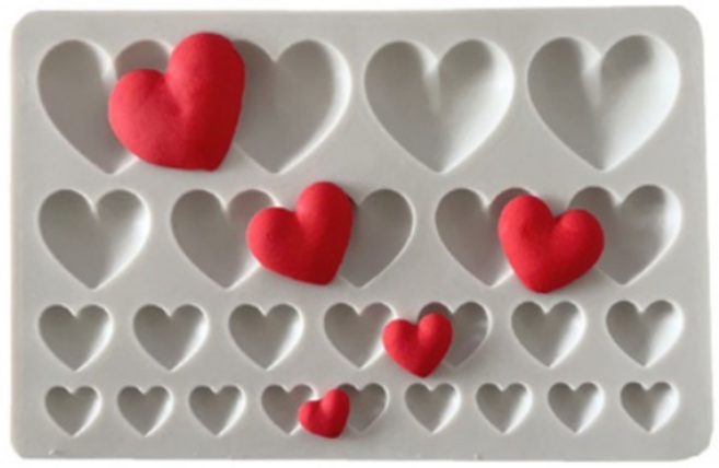 수제몰드 - 하트 사이즈 혼합 25구 실리콘몰드