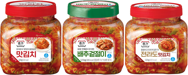 종가 배추겉절이1.1kg+맛김치1.2kg+전라도맛김치1.2kg (총3.5kg), 1세트, 3.5kg
