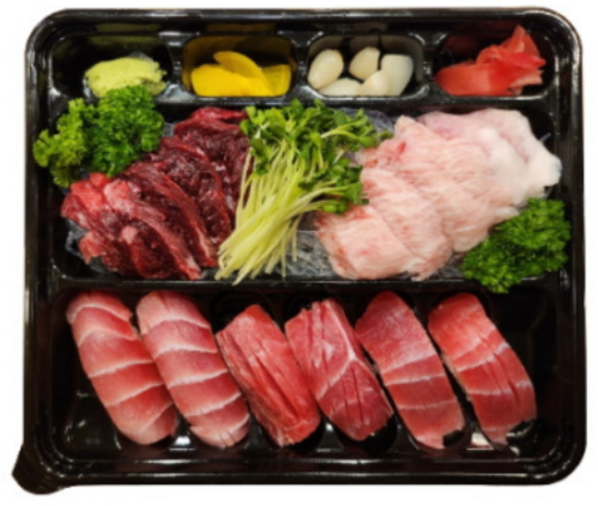 회 초밥 혼합 파티션 포장용기 6p 100 SET 우맛도, 봉투 x