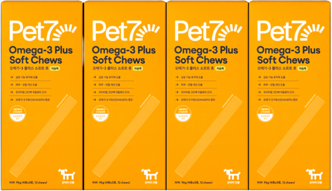 펫세븐 반려동물 오메가3 플러스 소프트츄 스틱형 간식, 사슴육, 96g, 4개