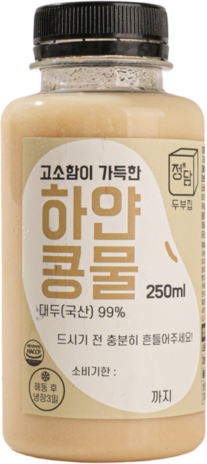 [정담두부집] HACCP 100%국산콩 콩물 콩국수 하얀콩물 (냉동), 10개, 250ml