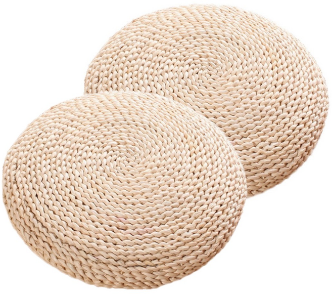 숲인더시티 라탄 원형 방석, 베이지, 2개