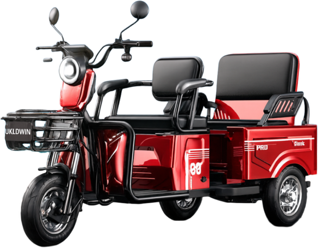 델리트로 안전한 전기 삼륜 스쿠터 전동 바이크 화물 세발 오토바이 삼발이, 레드(48V/600W), 12A(25km)