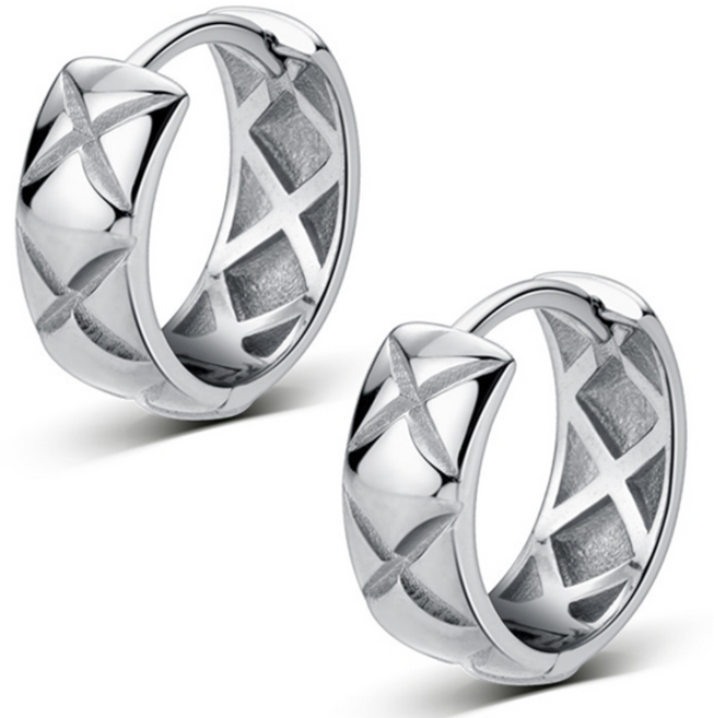 에르모사제이 E190 실버 925 고급 크로스 볼드 원터치 링귀걸이 은귀걸이