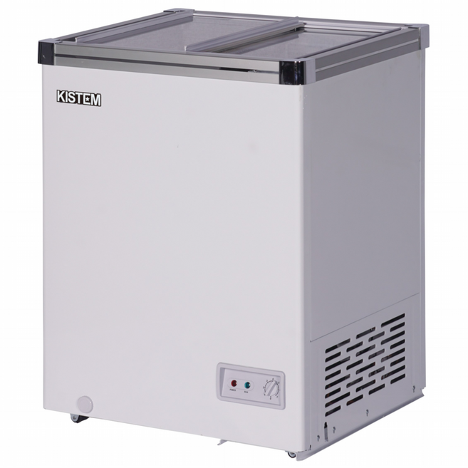 소형 아이스크림냉동고 100L 키스템 유리 KIS-SD10F 마트 카페 축제 학원 고기집 식자재 건어물 제철생선 유리슬라이드