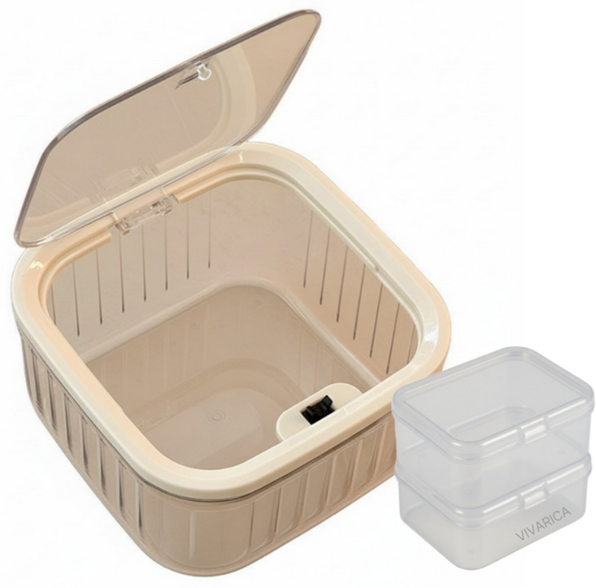 비바리카 원터치 버튼형 투명 다용도 수납함 책상/화장대 소품 정리, 1