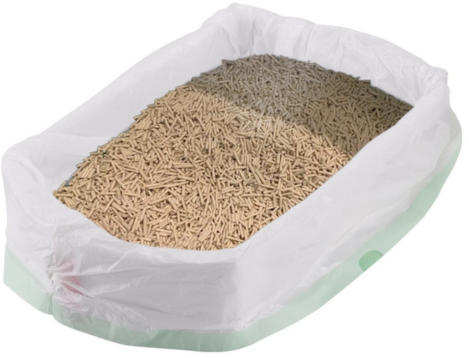 Zaxnouvi 드로스트링 고양이 모래 봉투 특대형 분해 가능 쓰레기백, 화이트, 3개