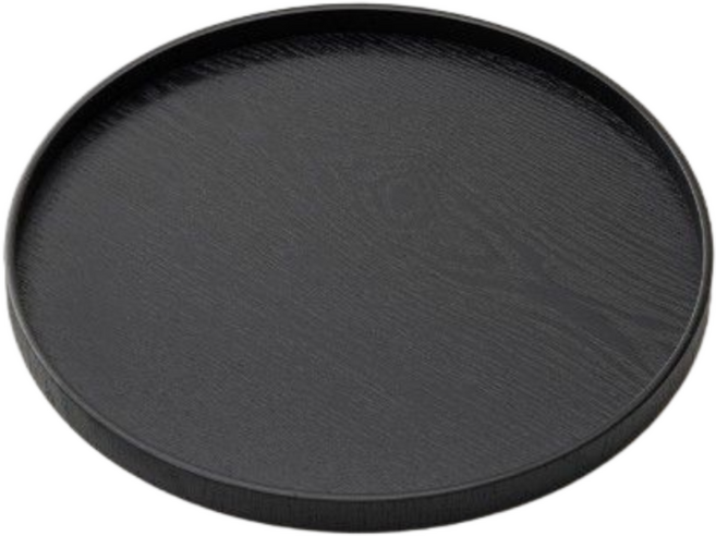 스탠다 3종 원목 원형 쟁반 트레이, 1개, 블랙