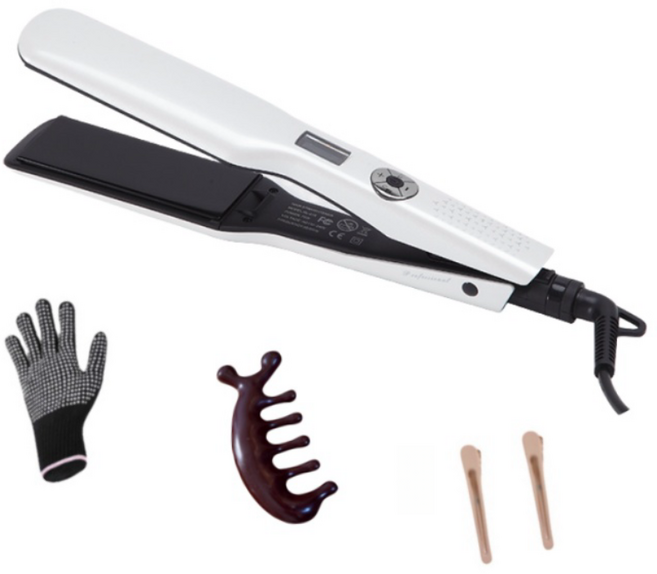 CkeyiN 44mm 대형 매직기 넓은 와이드 판고데기 전문가용 스트레이트너, 그린, HS028-CC