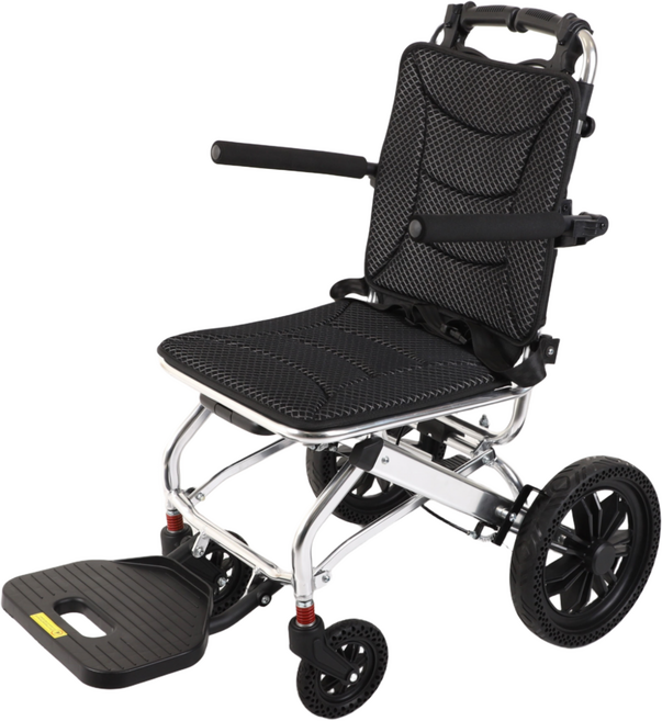 NEWELL 휠체어 W200 초경량 접이식 휠체어 완전 폴딩 노인용 외출용 여행용 사은품 증정, 1개