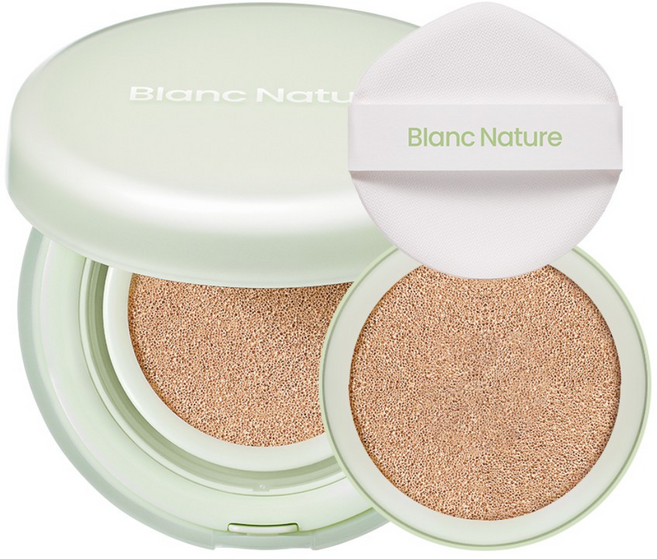 블랑네이처 피지 제로 에어핏 쿠션 15g + 리필 + 퍼프 세트, 21N 아이보리, 1개