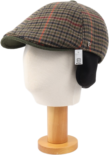 비토스 피에르가르뎅 23 F/W 건클럽 체크 울 패딩안감 귀달이 헌팅캡 간절기 및 겨울에 쓰기좋은 골프모자