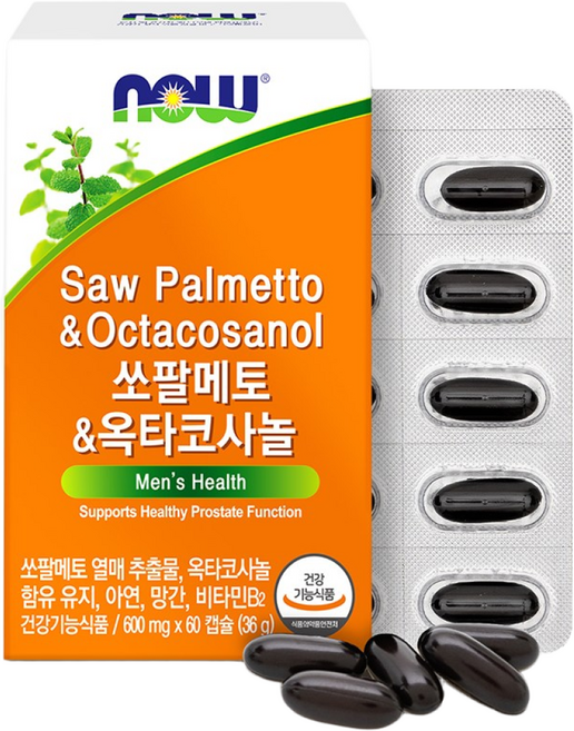 나우푸드 쏘팔메토&옥타코사놀 60캡슐 2개월분, 60정, 1박스