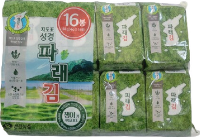[성경식품] 지도표 재래식 파래 식탁김, 4g, 16개