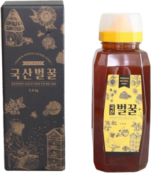 대용량꿀 비케어풀 국산 천연벌꿀 대용량꿀 가정용꿀, 야생화, 1개, 2.4kg