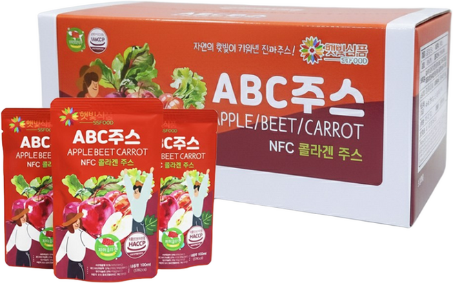 햇빛식품 갈아만든 ABC주스 콜라겐 함유, 30개, 100ml