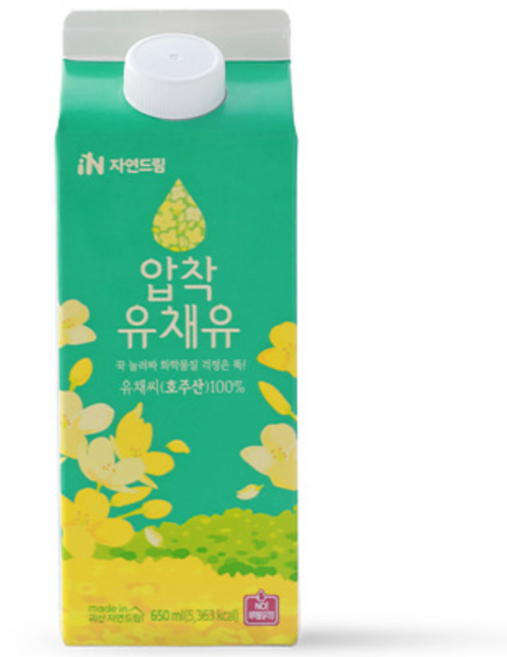 자연드림 압착유채유 650ml 종이팩, 1개