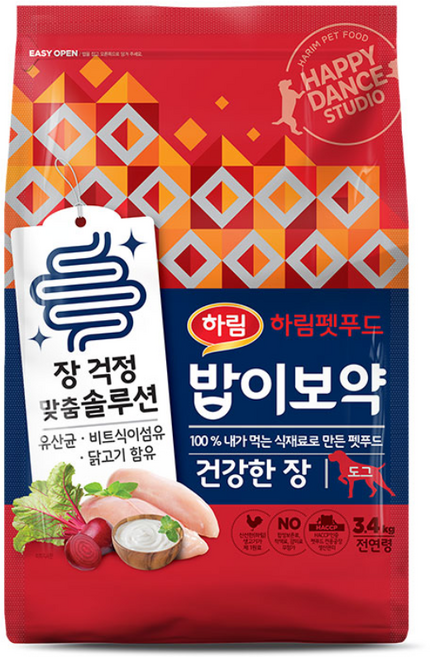 하림펫푸드밥이보약 강아지 기능성 사료, 3.4kg, 1개, 장건강/유산균