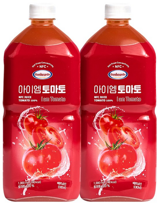 보넬드 아이엠 토마토주스 100% NFC 착즙주스, 2개, 1L