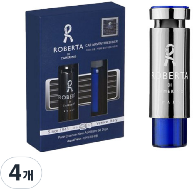 자동차 방향제 실내 향기 효과 (롱 클립 포함) 에어컨 송풍구 설치, 4개, 파란색-아쿠아프레쉬향