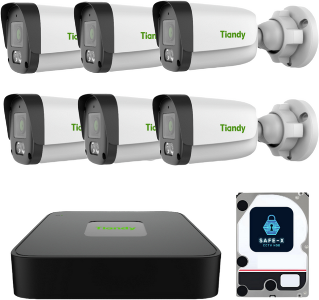 티앤디 IP CCTV 6채널(2TB) 가정용 CCTV 자가설치 실내 실외 매장 사무실카메라, 녹화기+실외6+HDD2TB+20M케이블6, 1개