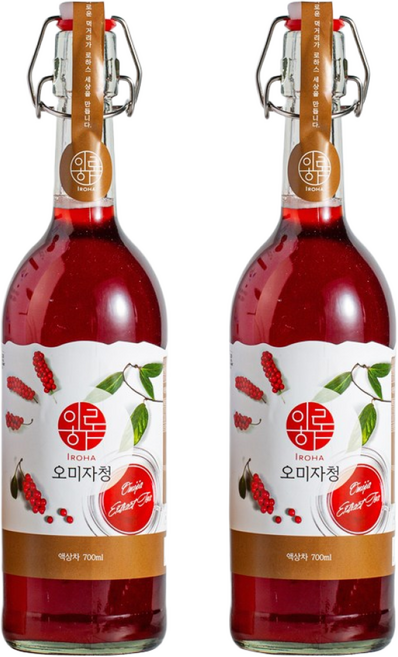 이로하 문경 오미자청 700ml 2병 세트(쇼핑백포함), 2개, 1개입