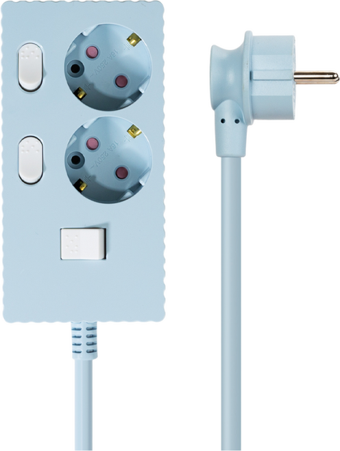 파워존 자동소화 4000W 고용량 웨이브 개별스위치 과부하차단 2구 멀티탭 50cm 1.5m 3m 5m 7m, 자동소화 개별스위치 2구 3m 파스텔블루, 1개