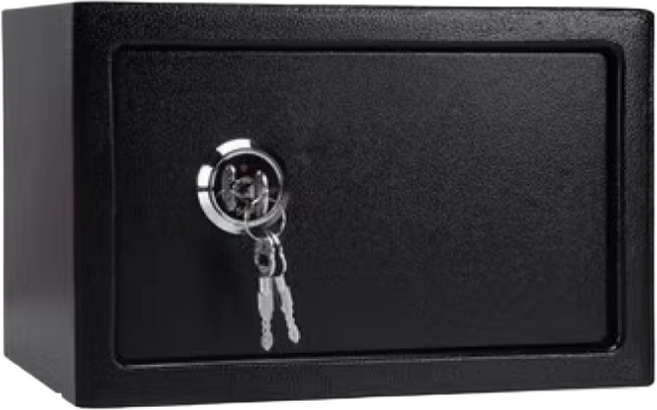 투윅스 가정용 미니 금고 소형 여권 통장 지폐보관함 비상금 열쇠 세이프박스, 28*31*20cm, 구멍없음, 블랙