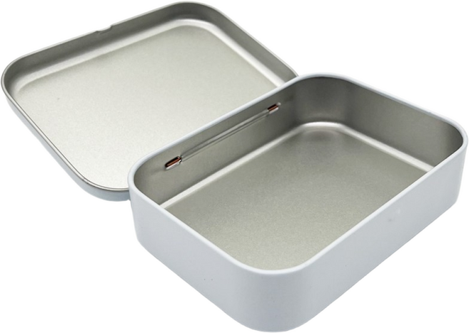 S051 화영제관 흰색 사각 경첩 틴케이스, 1개, 화이트