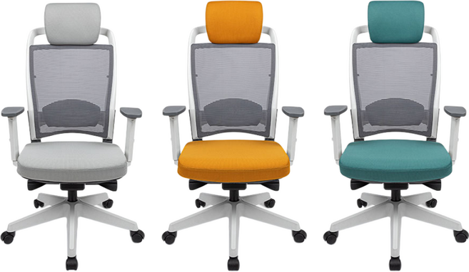 [메리페어] 좌판 깊이 조절 요추받침 팔걸이 조절 메쉬 등판 화이트프레임 사무용 의자 펄크럼, 틸블루