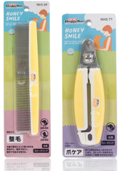 도기맨 반려동물 이중참빗 NHS-69 + 프로용 발톱깎이 NHS-71, 혼합색상, 1세트