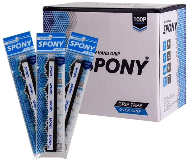 스포니 소프트핏 대용량 오버그립 국내생산 라켓 그립테이프 100p, 블랙, 100개