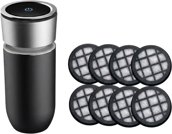 차량용 공기청정기 H1 + 필터 여분 8P, BLACK