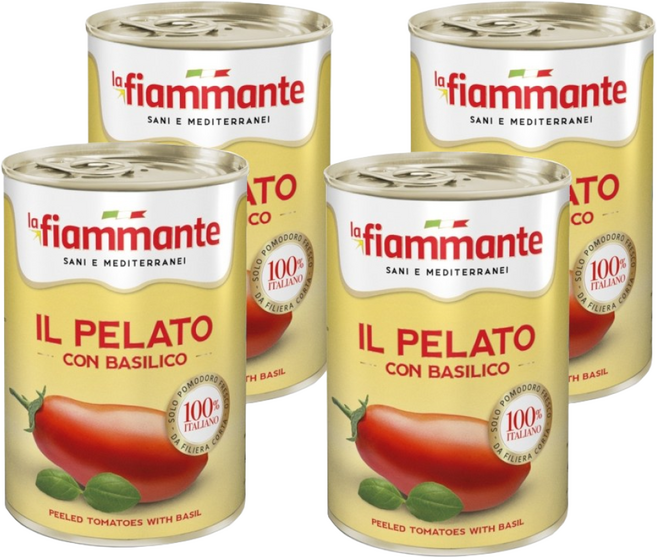 이탈리아 라피아만떼 순수 토마토홀 앤 바질 4캔묶음 실속팩, 4개, 400g