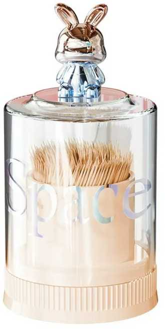 픽키몰 귀여운 토끼 이쑤시개 면봉 케이스 인테리어 소품, 핑크, 1개