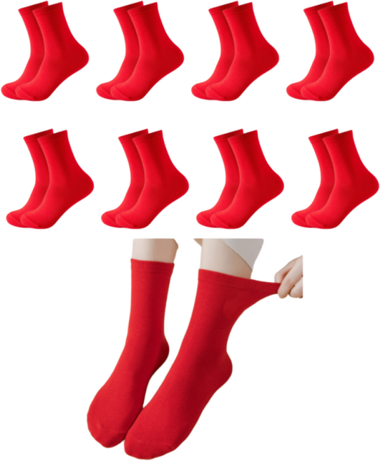 행상 컬러 중목 양말 레드 무지 8컬레