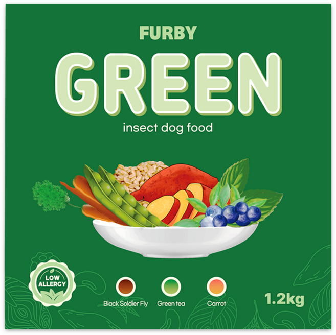 퍼비 그린 강아지 하이포 알러지 인섹트 눈물 피부 애견 사료, 곤충, 1.2kg, 1개