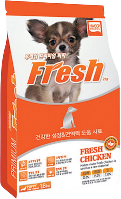 퍼피 후레쉬리아 후레쉬 프리미엄 반려견사료, 1.6kg, 1개, 닭