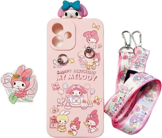 AT-M130 귀여운 마이멜로디 캐릭터 생일 스마트톡 입체 인형 목걸이 케이스