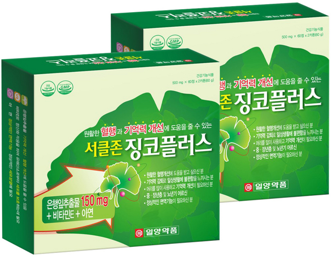 일양약품 서클존 징코플러스, 120정, 2개