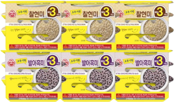 오뚜기밥 발아흑미 9개+찰현미 9개, 18개, 210g